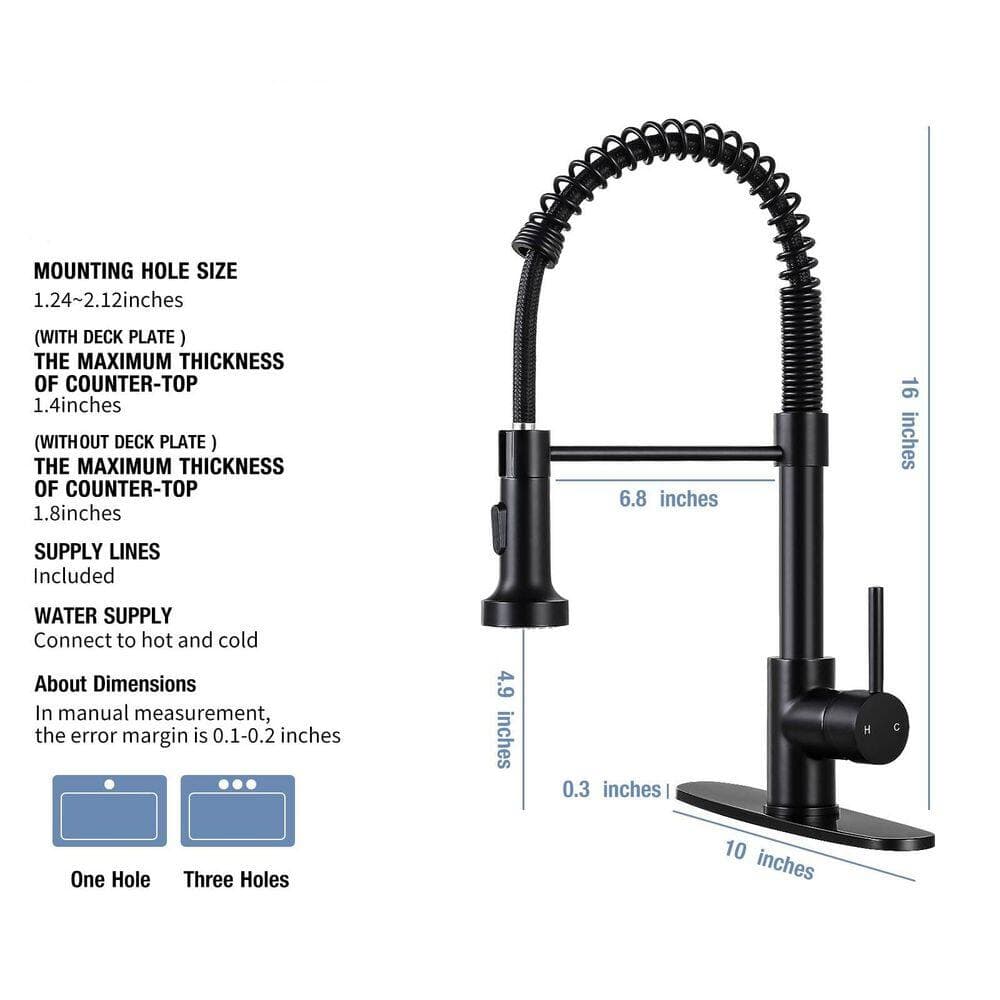 Wudkey 1-Piece Kitchen Faucet with Pull-Down Sprayer, Dual Mode Single Handle Design, Fit for or 3 Holes (2)
