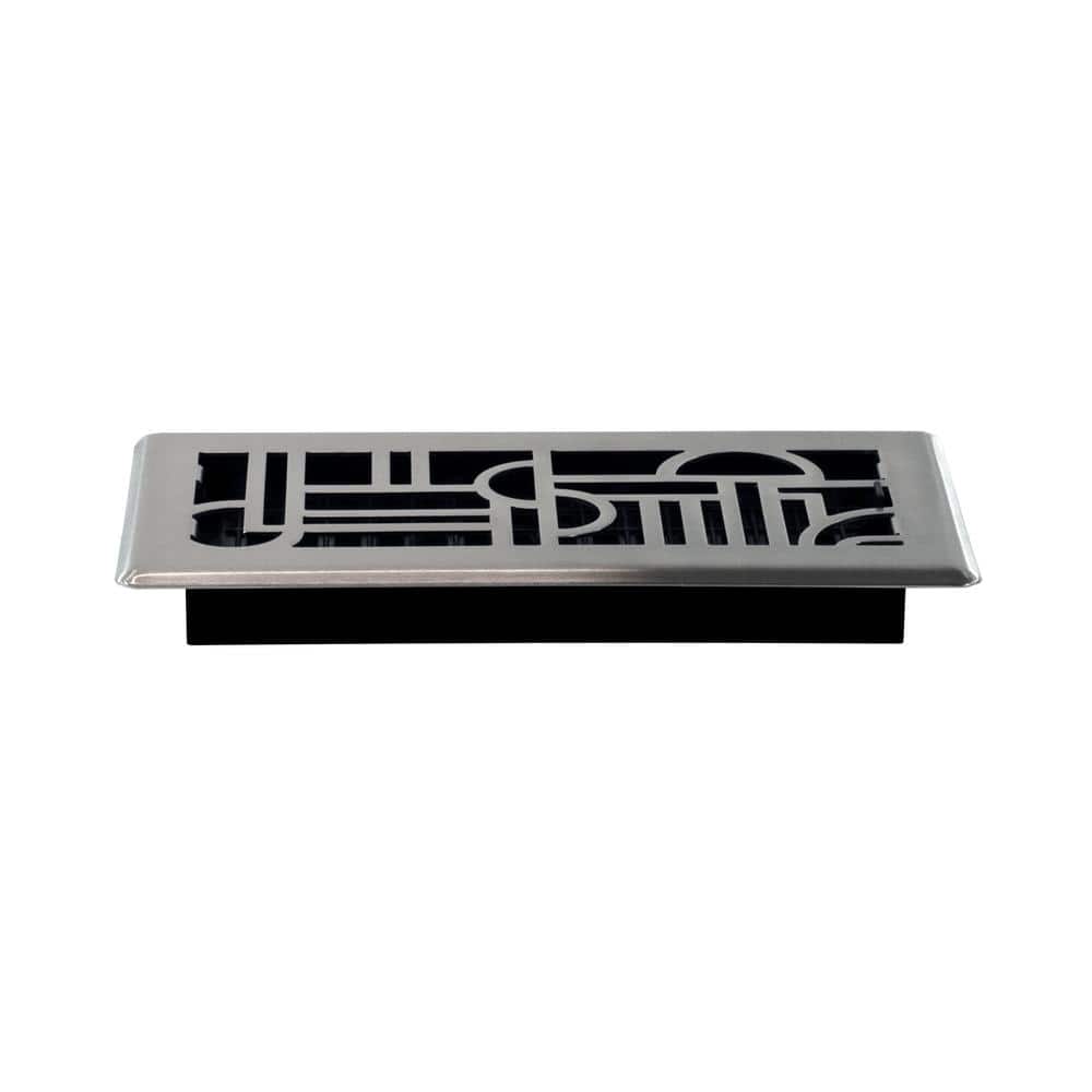 Decor Grates 4 in. x 10 in. Steel Floor Register, Brushed Nickel (2)