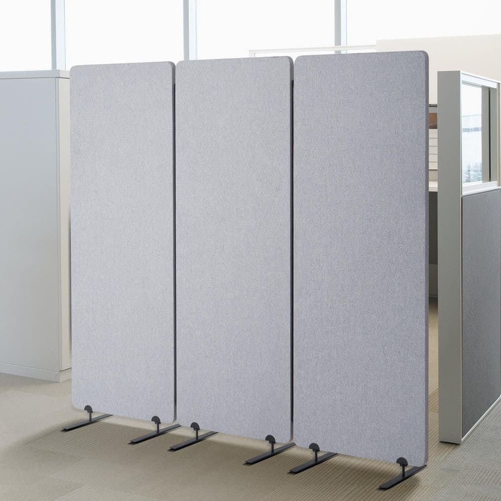 SVOPES 2 ft. Room Divider, 3-Panel PET Polyester Soundproof Screen, Folding Privacy Partition for Room Separation, Grey (1)
