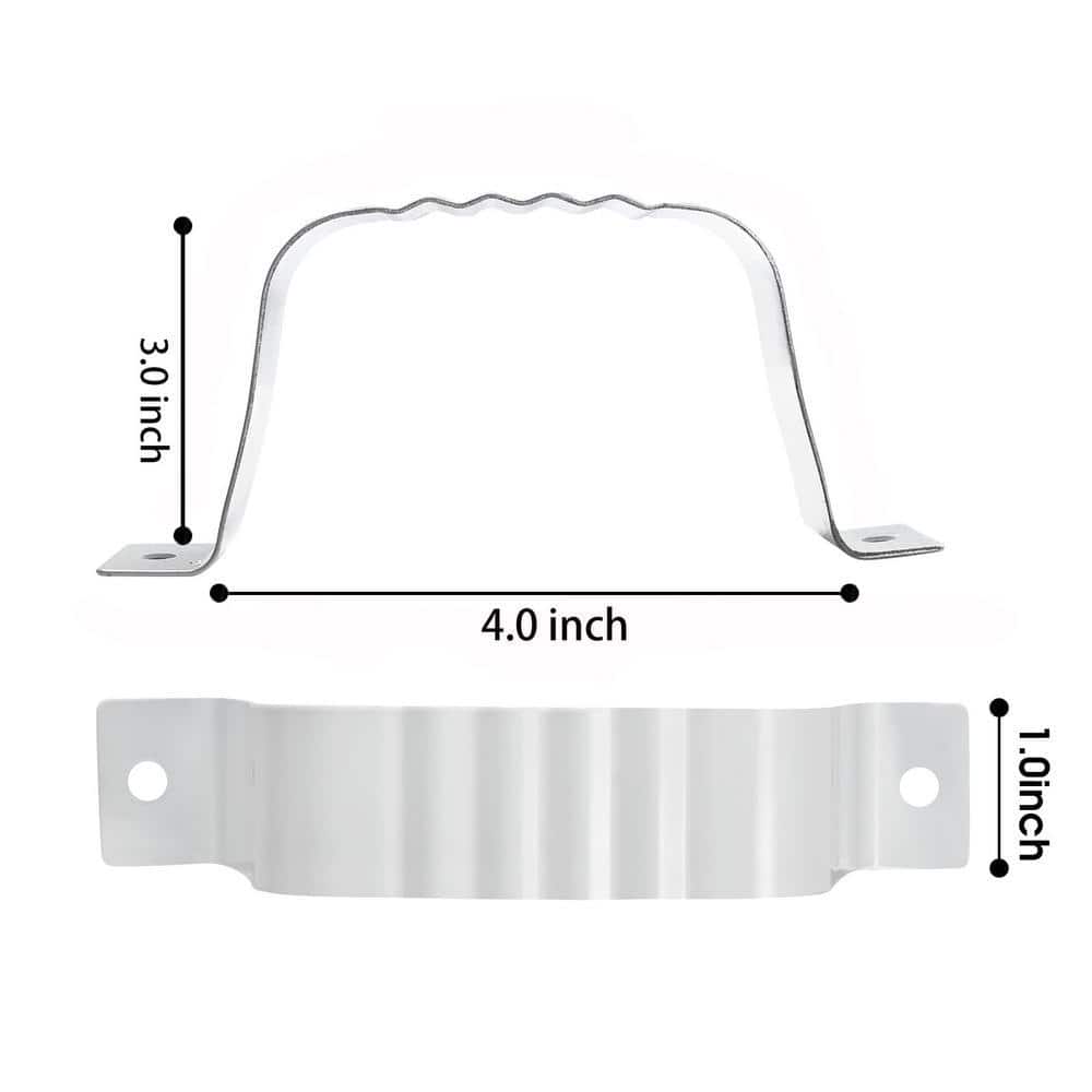 Angel Sar White Aluminum Alloy Gutter Downspout Strap for 3 in. x 4 in. Downspout (6-Pack) (2)