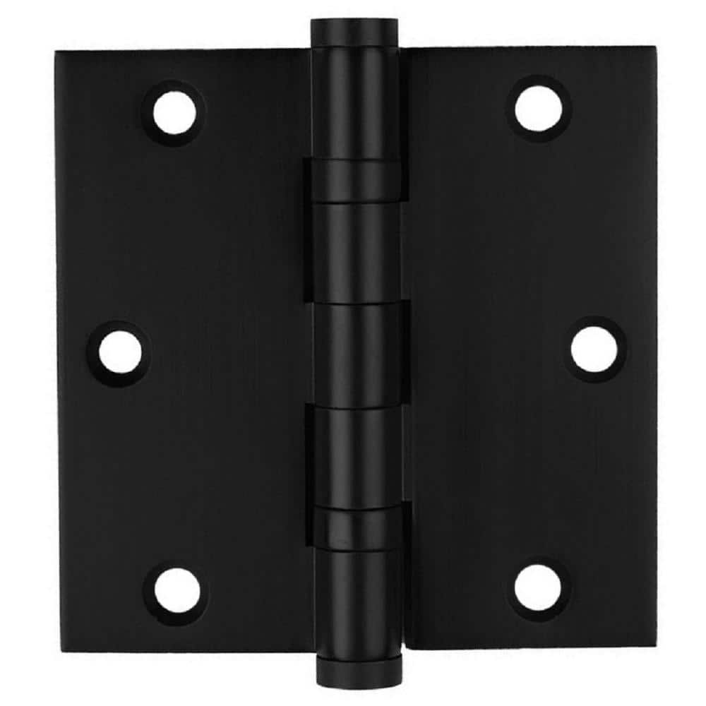 Everbilt 3-1/2 in. Square Radius Matte Black Commercial Grade with Ball Bearing Hinge (1)