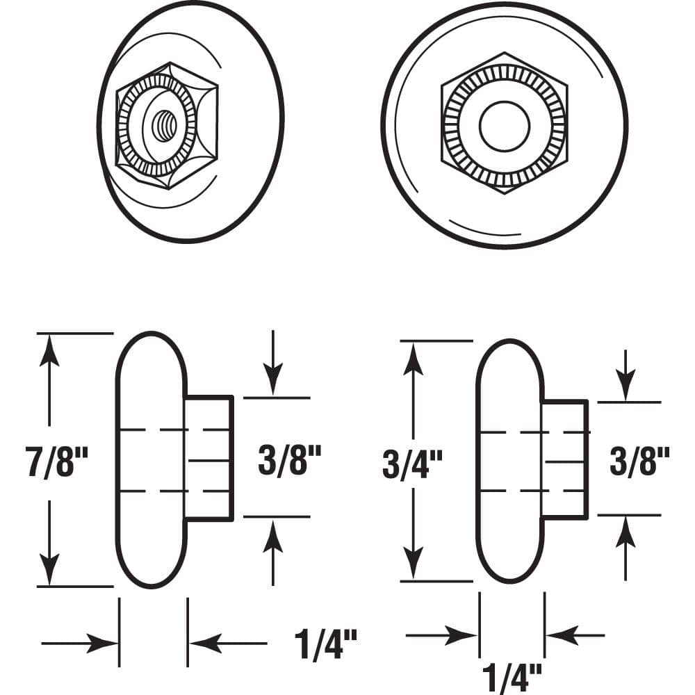 Prime-Line 3/4 in. and 7/8 in. Round Tub Enclosure Rollers (2-pack) (2)