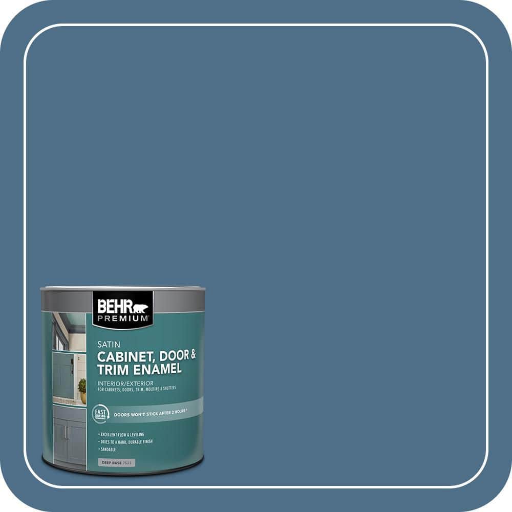 BEHR PREMIUM 1 qt. #570D-6 Neptune Blue Satin Enamel Interior/Exterior Cabinet, Door & Trim Paint