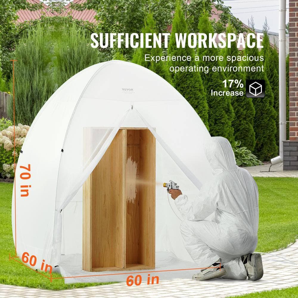 VEVOR Spray Paint Shelter, 60 in. L x 60 in. W x 70 in. H Pop-Up Portable Spray Paint Tent with Built-In Floor, Exhaust Window (3)