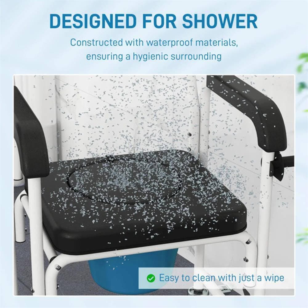 Wudkey Black Shower Commode Wheelchair, Seniors Bedside Commode Chair, Toilet Seat, 330 lb. Weigeht Capacity (2)