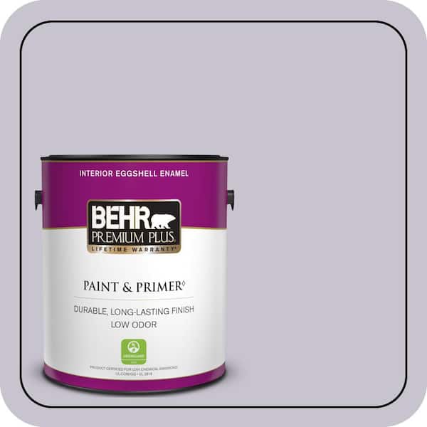 BEHR PREMIUM PLUS 1 gal. #N560-1 Posture and Pose Eggshell Enamel Low Odor Interior Paint & Primer (2)