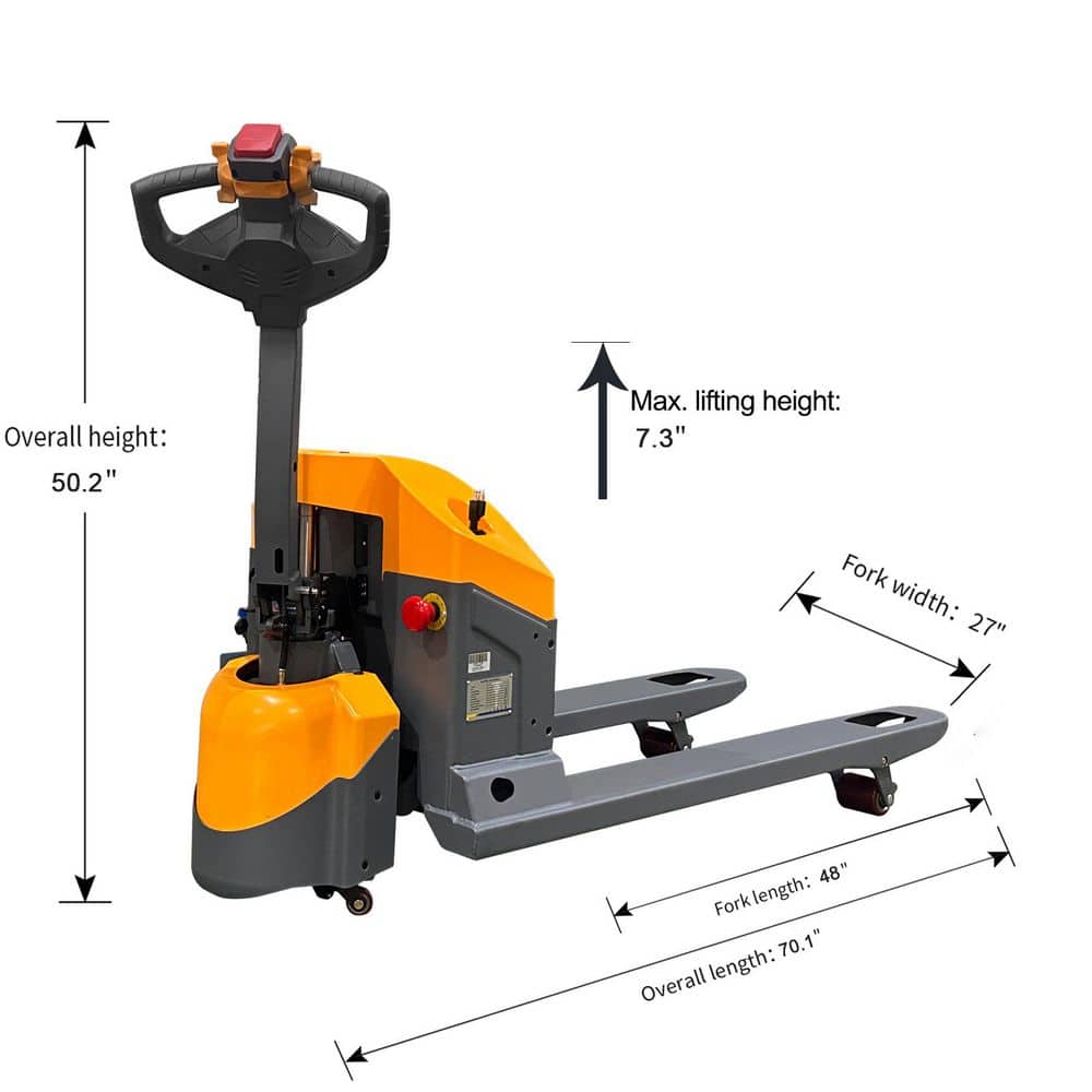TORY CARRIER 3300 lbs. 3 in. Lowered Fully Electric Pallet Jack Self-Propelled Pallet Truck with 24V/65AH Gel Battery (3)