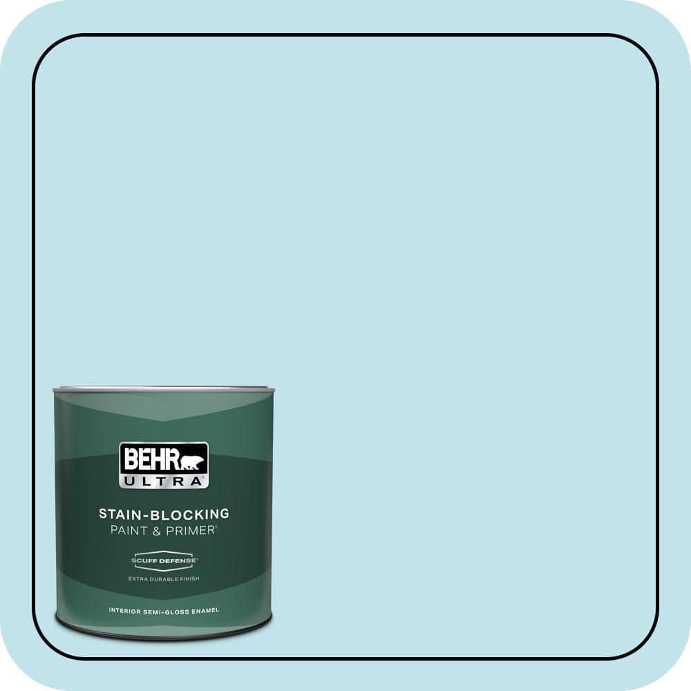 BEHR ULTRA 1 qt. #540C-2 Serene Sky Extra Durable Semi-Gloss Enamel Interior Paint & Primer