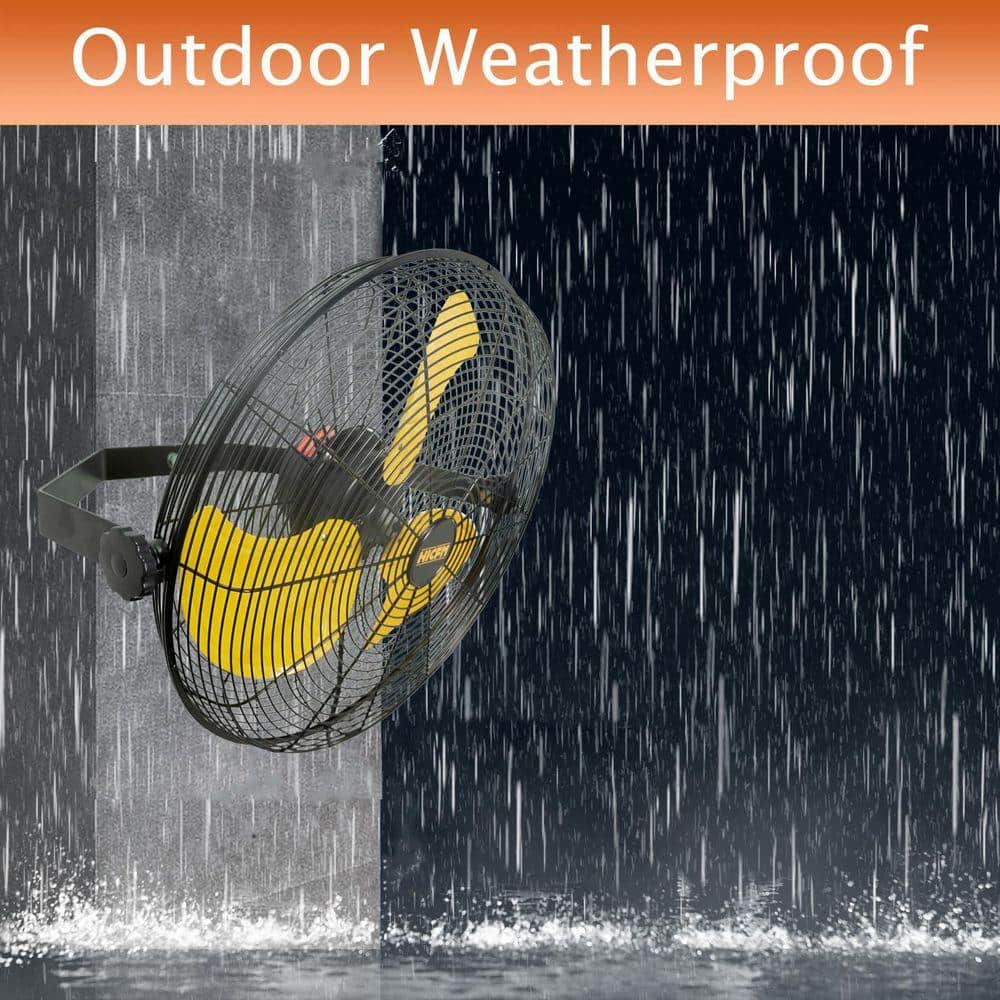 WOCK HICFM 20 in. Yellow Outdoor Wall Mounted Fan, 5100 CFM 3-Speed, IP44 Motor, GFCI Plug, for Patio, Workstation, UL Listed (2)