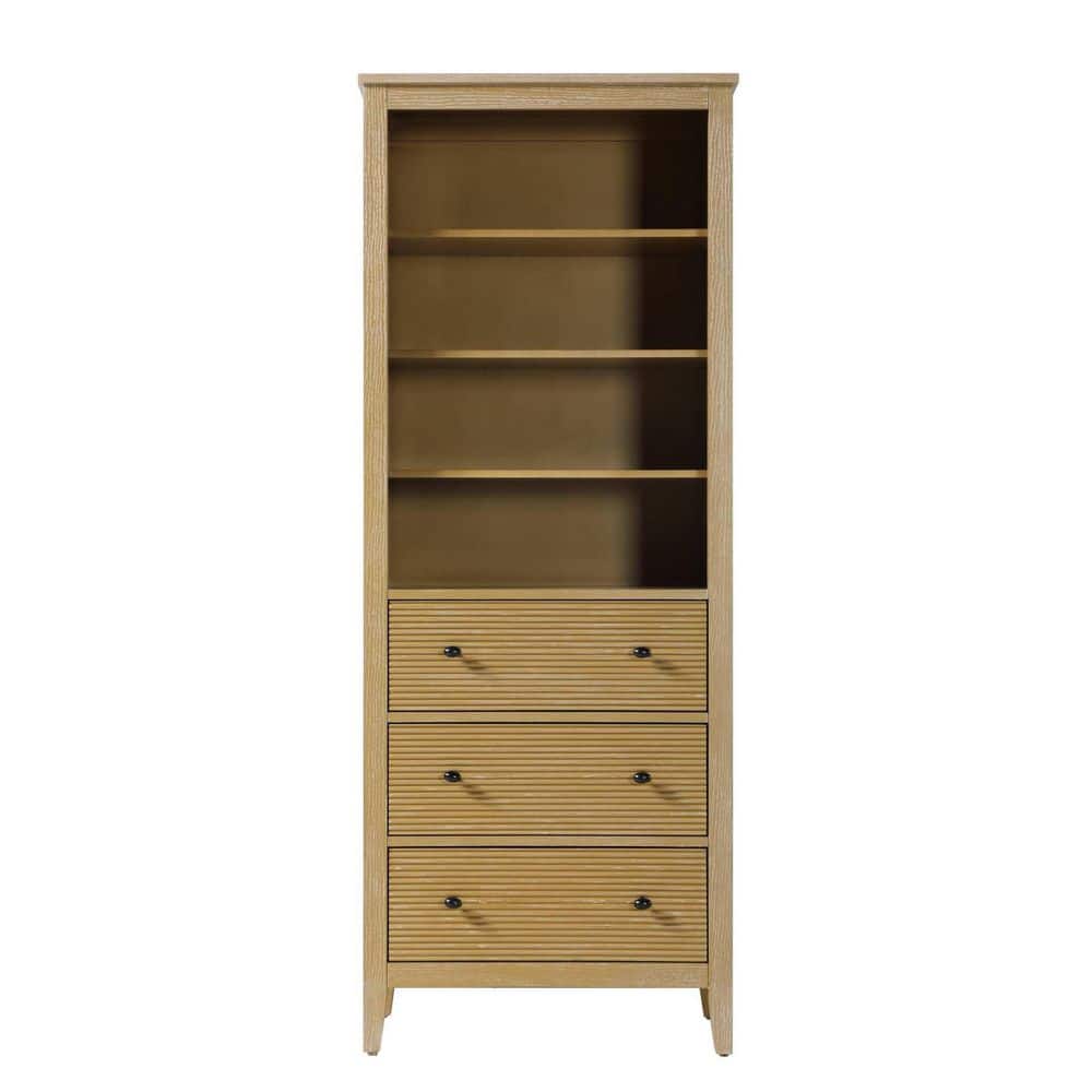 TIMELESS HOME 28 in. W x 18 in. D x 72 in. H Beige Freestanding Linen Cabinet (1)