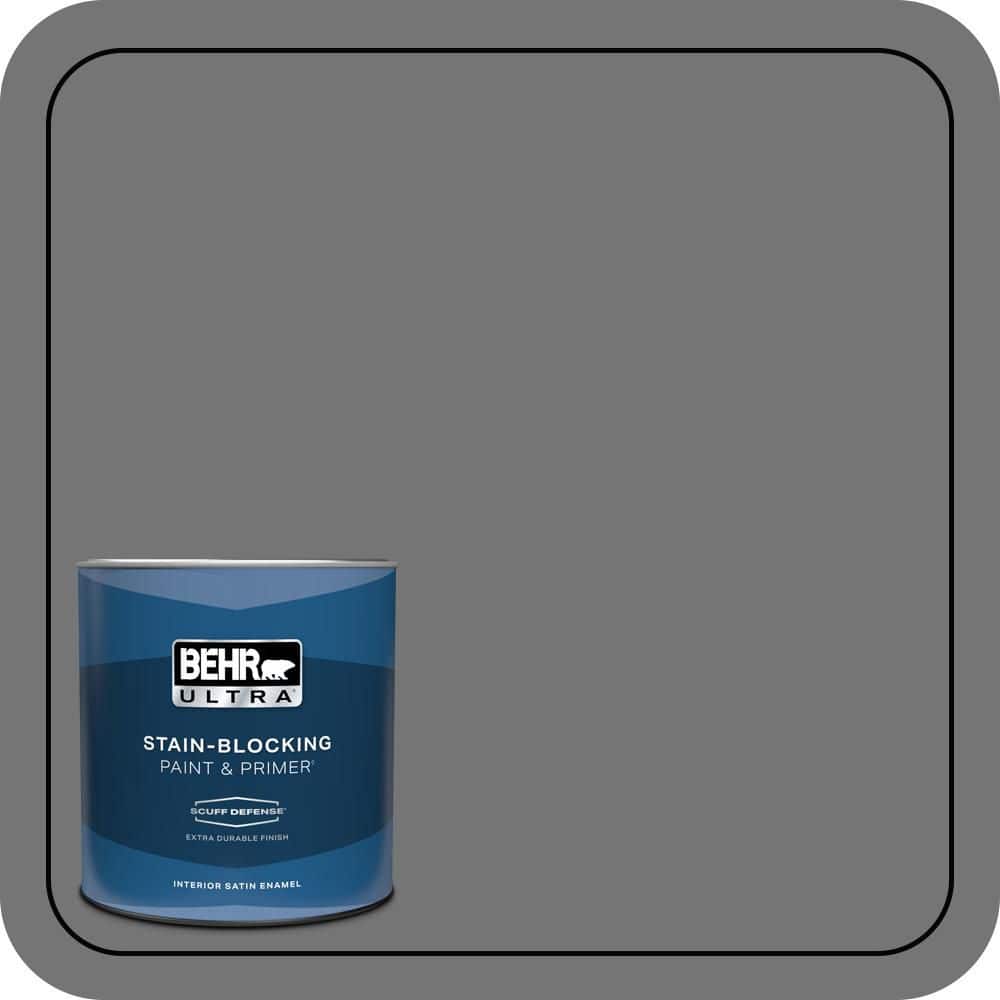 BEHR ULTRA 1 qt. #N520-5 Iron Mountain Extra Durable Satin Enamel Interior Paint & Primer