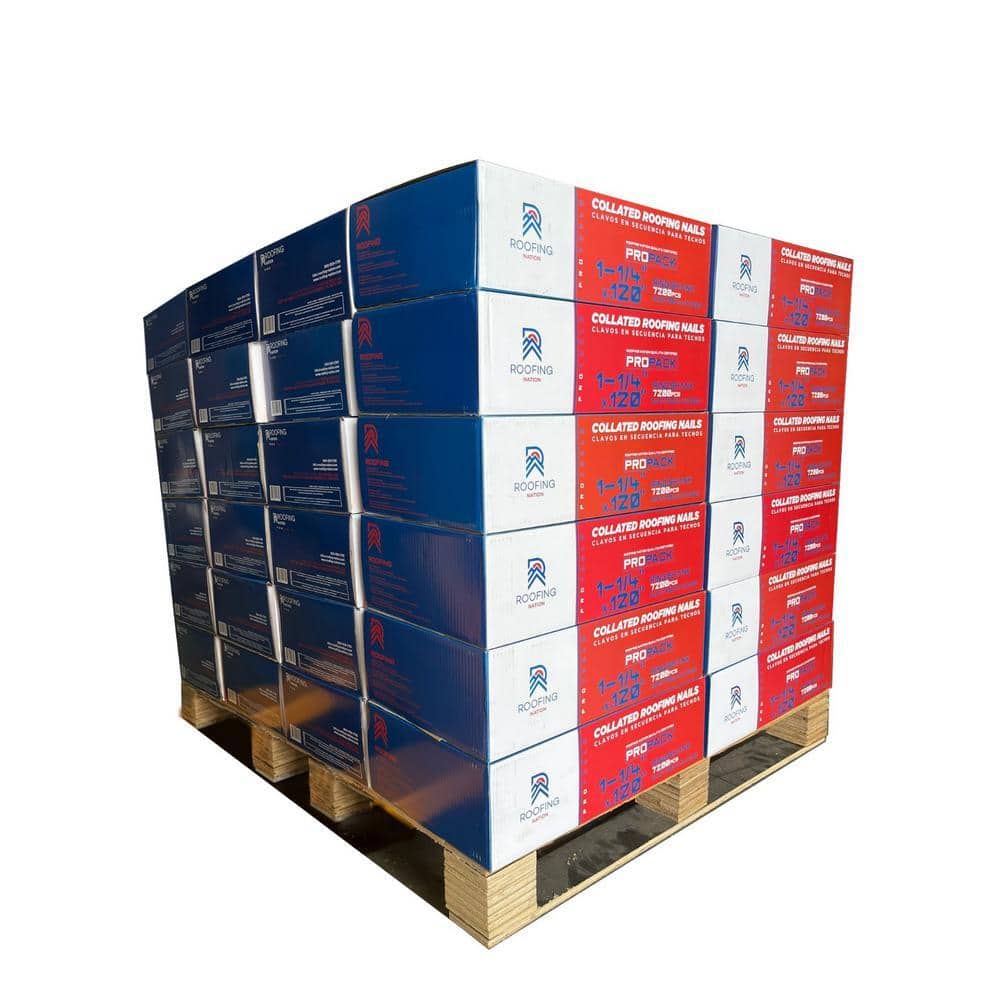 Roofing Nation LLC 1-1/4 in. Electro Galvanized Ring Shank Coil Roofing Nails (48 boxes per pallet 7,200 per Box)