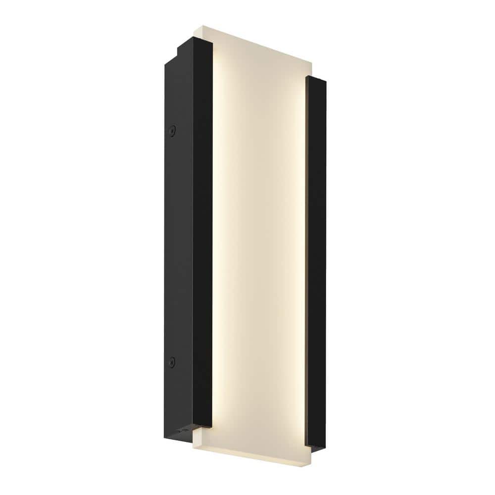 Artika Blade Black Modern 3 CCT Integrated LED Exterior Hardwired Garage and Porch-Light Lantern Sconce (2)