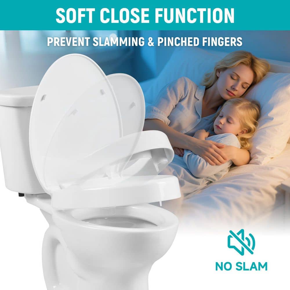 Wudkey Elongated Toilet Seat Risers for Seniors, 2.5 in. Elevated Toilet Seat with Slow Close, Non-Slip Raised Toilet Seat (3)