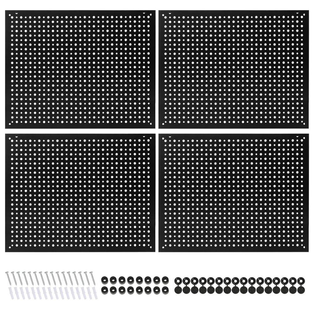 NVNOO 16 in. x 12 in. Heavy Duty Steel Pegboard Garage Organization Panels for Garage Tool Storage, Black (4-Pack) (1)