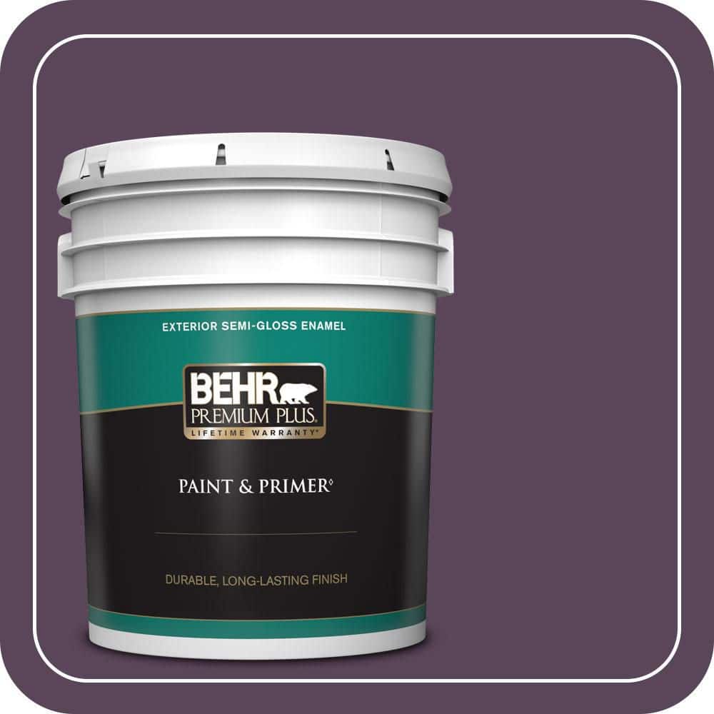BEHR PREMIUM PLUS 5 gal. #T11-3 Strike A Pose Semi-Gloss Enamel Exterior Paint & Primer
