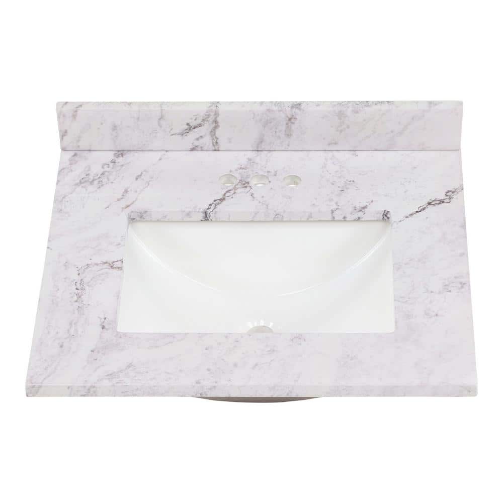 Home Decorators Collection 49 in. W 22 in. D Engineered Solid Surface White Rectangular Single Sink Vanity Top