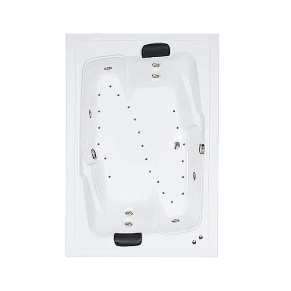 Comfortflo 72 in. x 54 in. Acrylic Rectangular Drop-in Whirlpool and Air Bathtub with Center Drain in White (1)