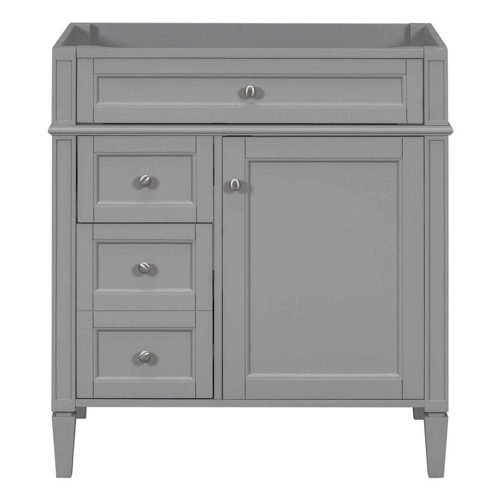 Buruis 29.3 in. Bath Vanity Cabinet without Top in Gray with 2 Drawers and a Tip-out Drawer, Basin Not Included (3)