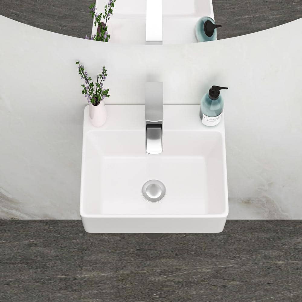 Unbranded 13.6 in. L x 11.6 in. W x 4.8 in. H Compact Wall-Mounted Bathroom Ceramic Sink in White (2)