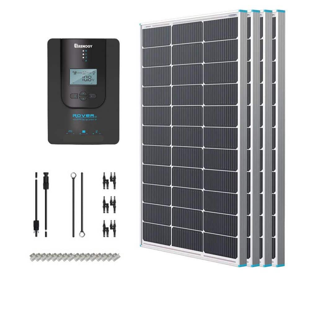 Renogy 400-Watt 12-Volt Off-Grid Solar Starter Kit w/ 4-Piece 100W Monocrystalline Panel and 40A MPPT Rover Charge Controller