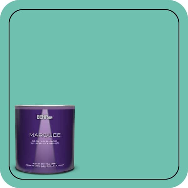 BEHR MARQUEE 1 qt. #P440-4 March Aquamarine One-Coat Hide Eggshell Enamel Interior Paint & Primer (2)