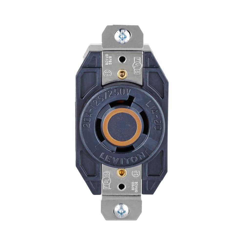 Leviton 20 Amp Nylon Grounding Locking Outlet, Black 2410-CS (1)