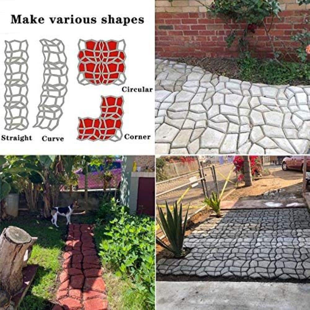 KIWDZFU 4 Pack 13 x 13 x 1.4 in. Concrete Path Maker Mold Stone Paver for Patio Lawn Garden (2)