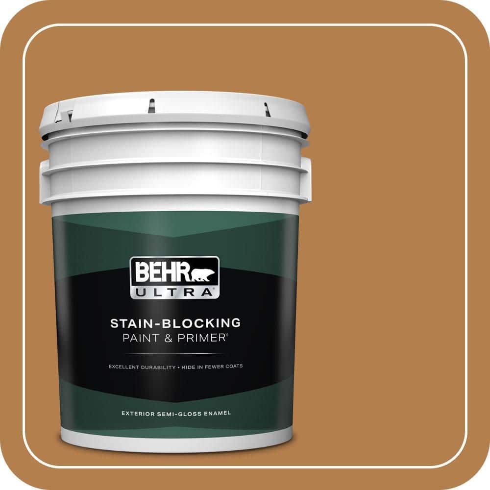 BEHR ULTRA 5 gal. #PMD-106 Caramel Sauce Semi-Gloss Enamel Exterior Paint & Primer