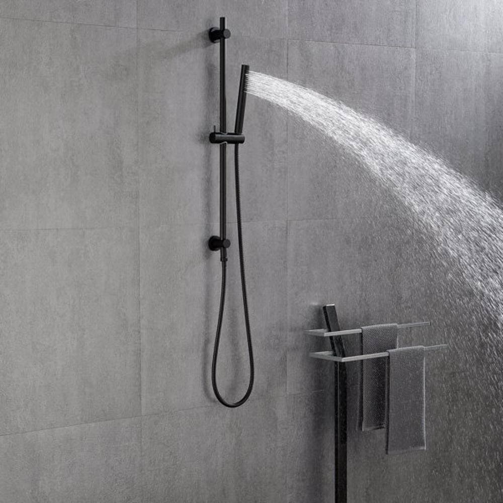 Wudkey 1-Piece Eco-Performance Handheld Shower in Black with 28 in. Slide Bar, 59 in. Hose and Mounting Hardware (3)
