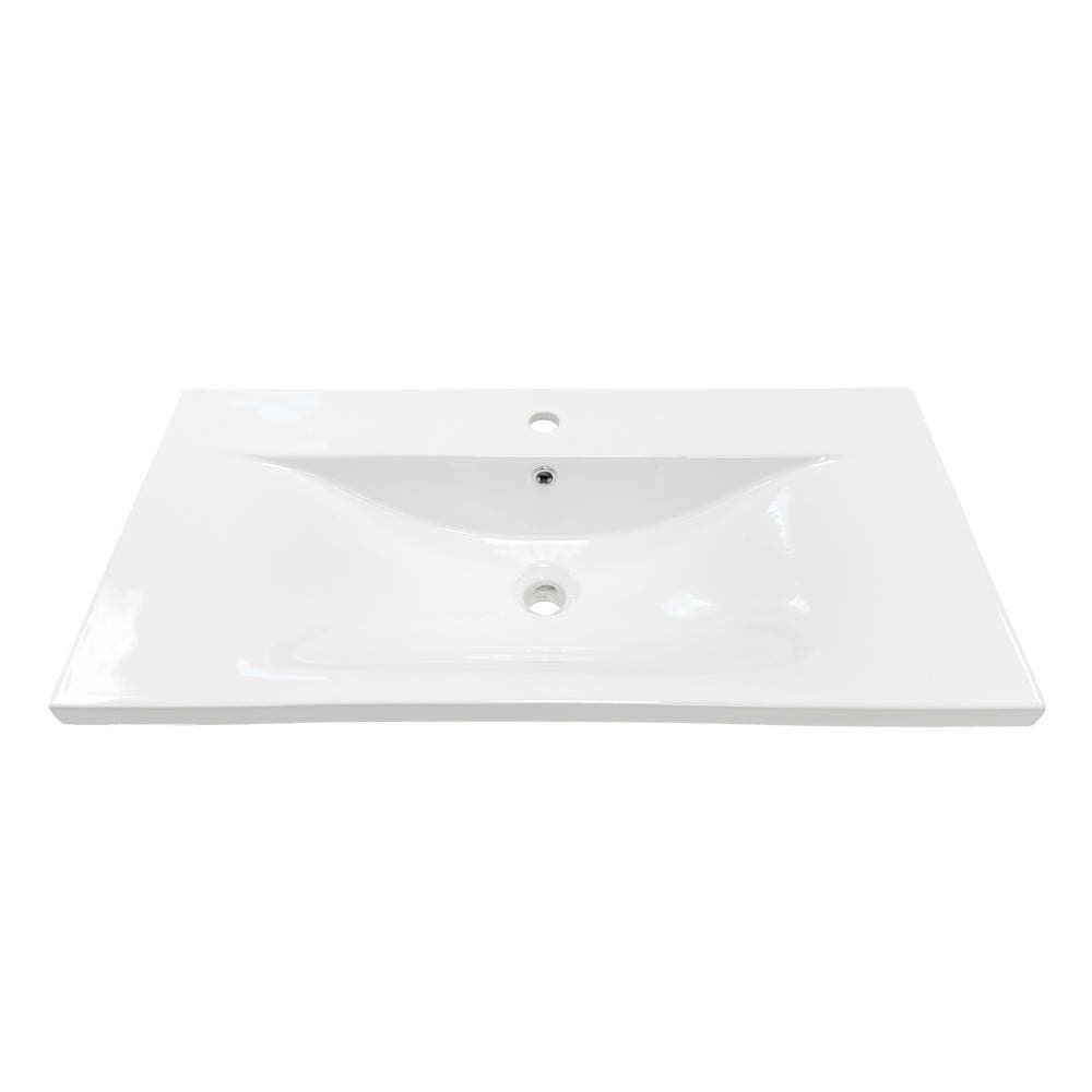 Bellaterra Home 36 in. EdgeFlow Drop-In Single Ceramic Sink Top in White with Single Faucet Hole (3)