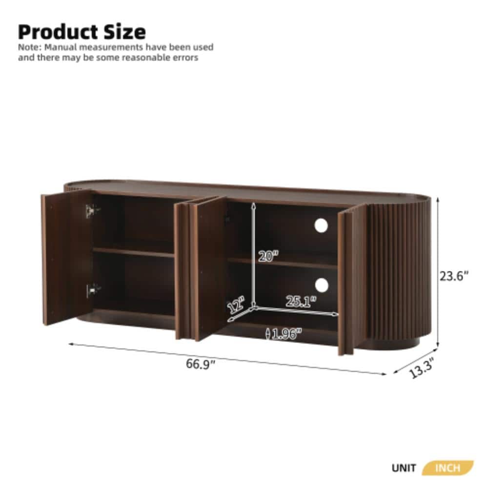 Unbranded 66.9 in. W x 13.3 in. D x 23.6 in. H Bathroom Dark Brown Linen Cabinet (2)