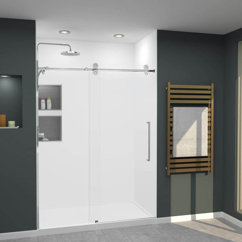 Transolid Saramar 60 in. W x 96 in. H x 36 in. D 3-Piece Glue to Wall Alcove Shower Wall Kit in. White Velvet (2)