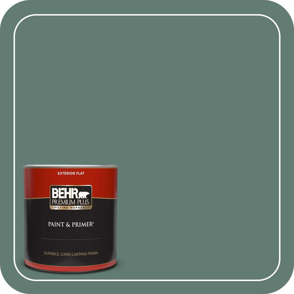 BEHR PREMIUM PLUS 1 qt. #S430-6 Forest Edge Flat Exterior Paint & Primer