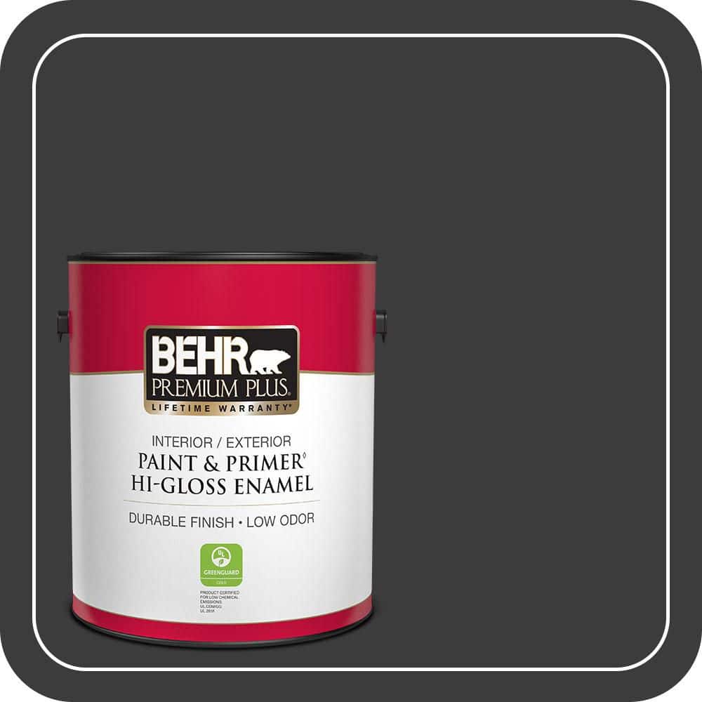 BEHR PREMIUM PLUS 1 gal. #MQ5-5 Limousine Leather Hi-Gloss Enamel Interior/Exterior Paint & Primer (1)
