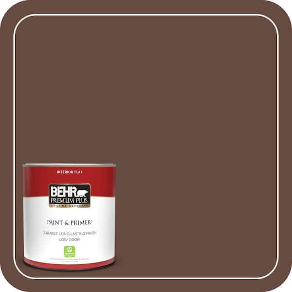 BEHR PREMIUM PLUS 1 qt. #QE-16 Earth Chicory Flat Low Odor Interior Paint & Primer (2)
