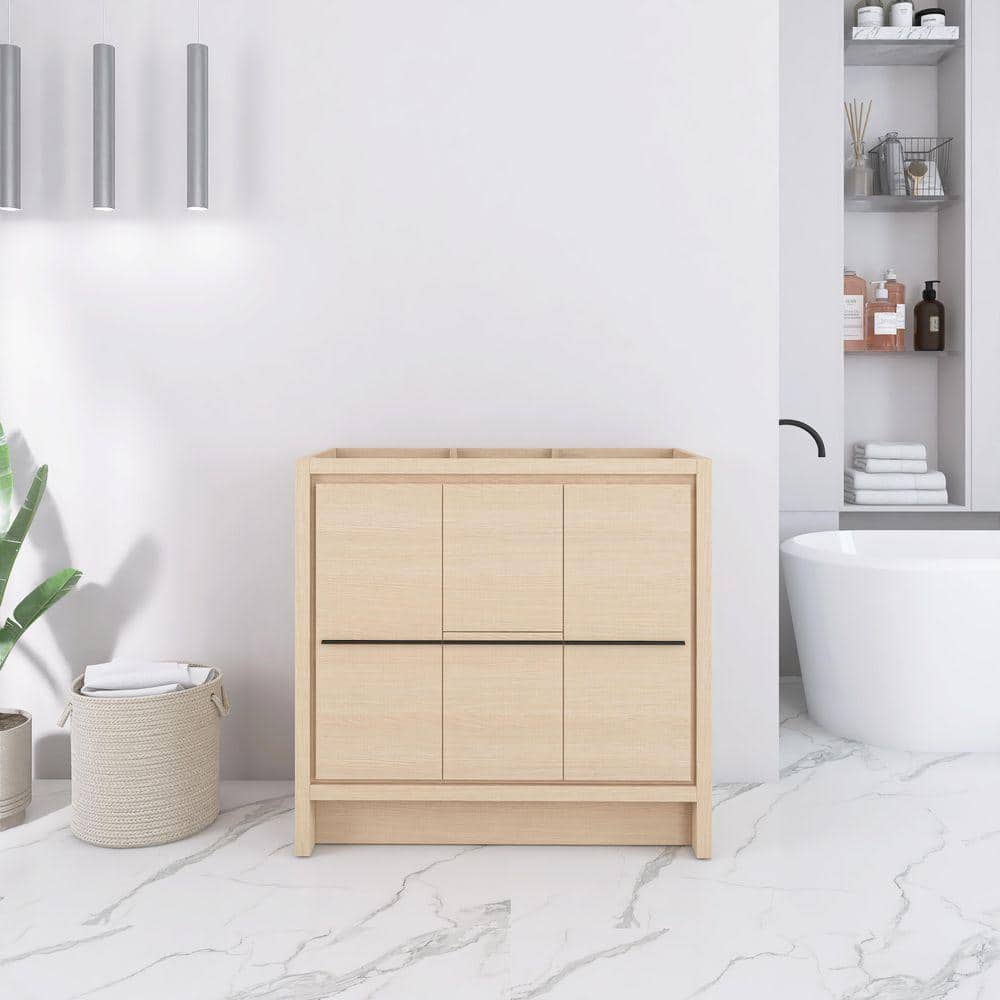 UPIKER 36 in. Bath Vanity Cabinet without Top in Dune Oak Unassembled (2)