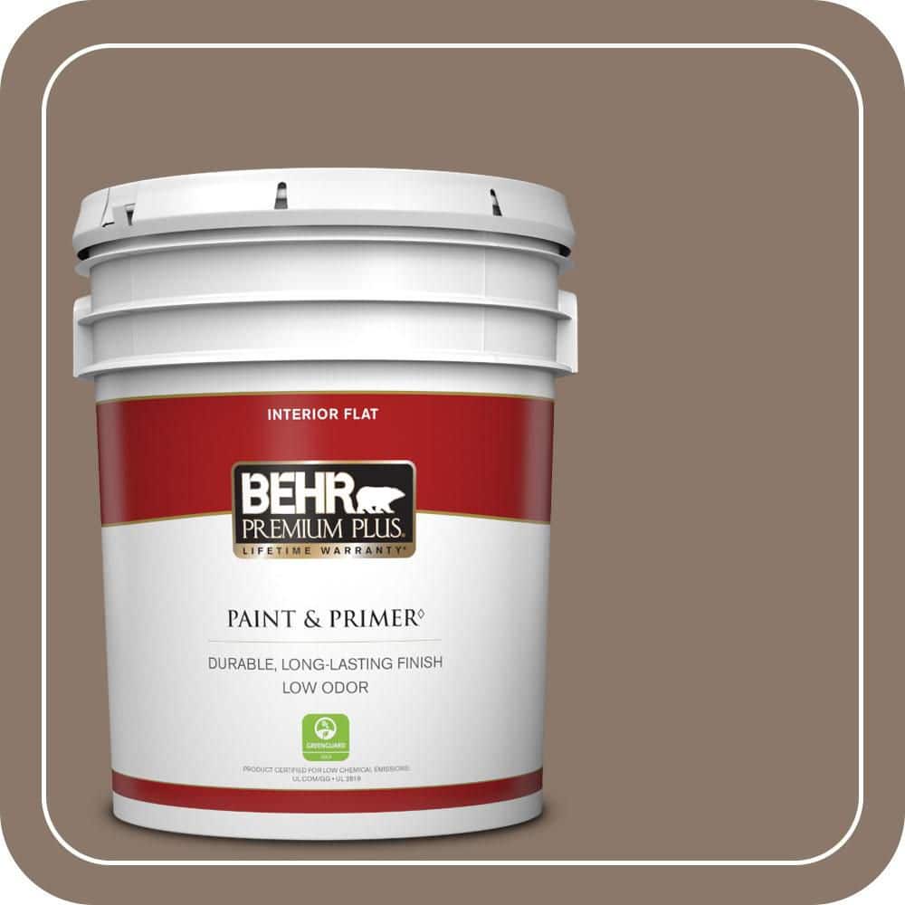 BEHR PREMIUM PLUS 5 gal. #N210-5 Caffeine Flat Low Odor Interior Paint & Primer