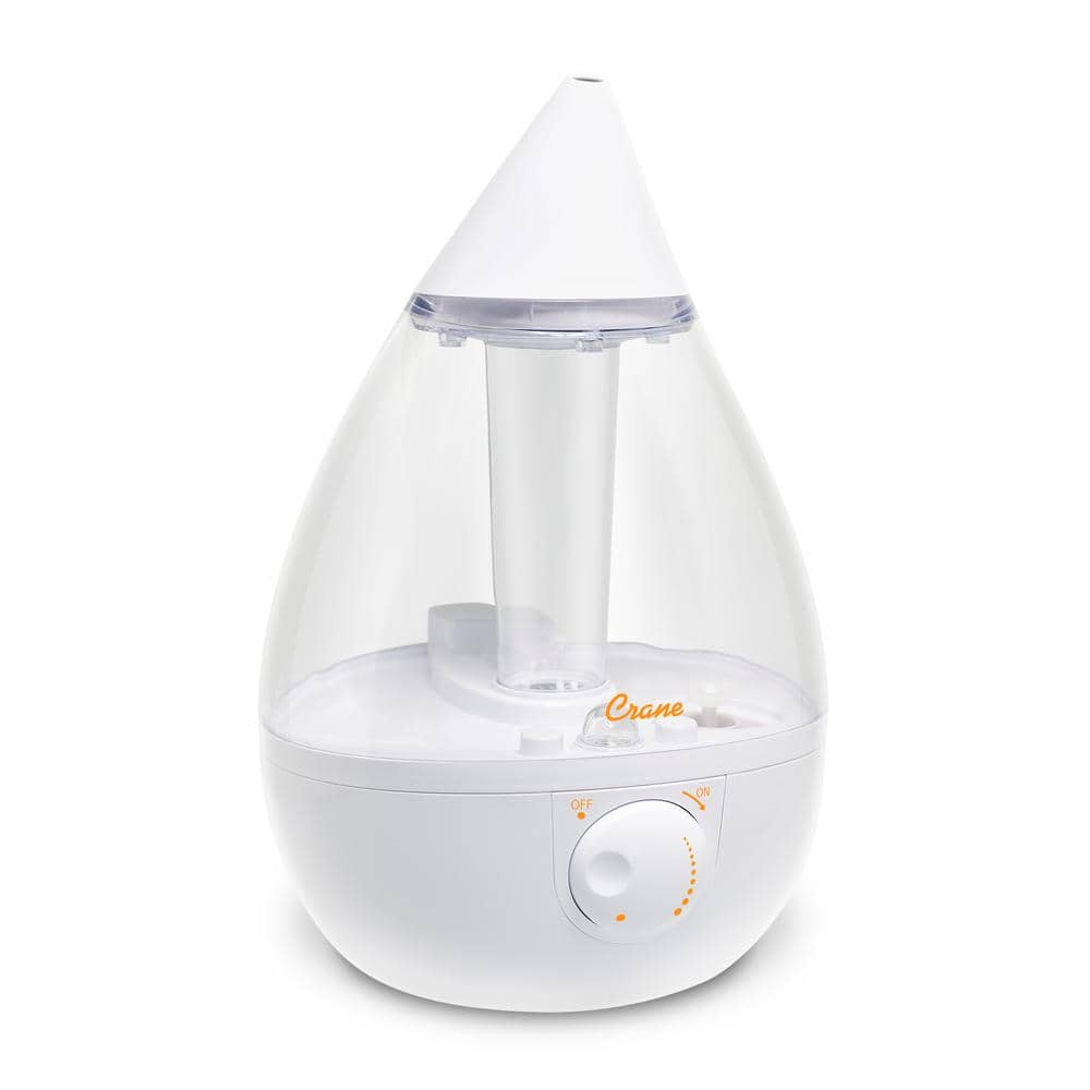 Crane Drop Ultrasonic Cool Mist Humidifier for Medium to Large Rooms up to 500 sq. ft.- /White