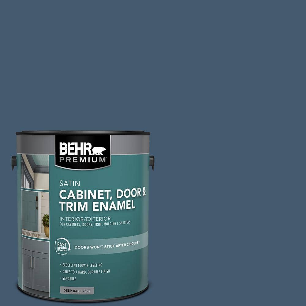 BEHR PREMIUM 1 gal. #S500-7 Infinite Deep Sea Satin Enamel Interior/Exterior Cabinet, Door & Trim Paint (1)