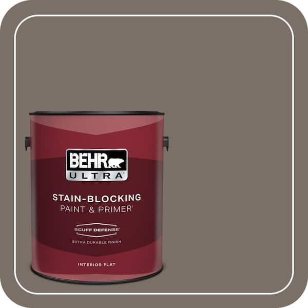 BEHR ULTRA 1 gal. #N200-6 Kindling Extra Durable Flat Interior Paint & Primer (2)