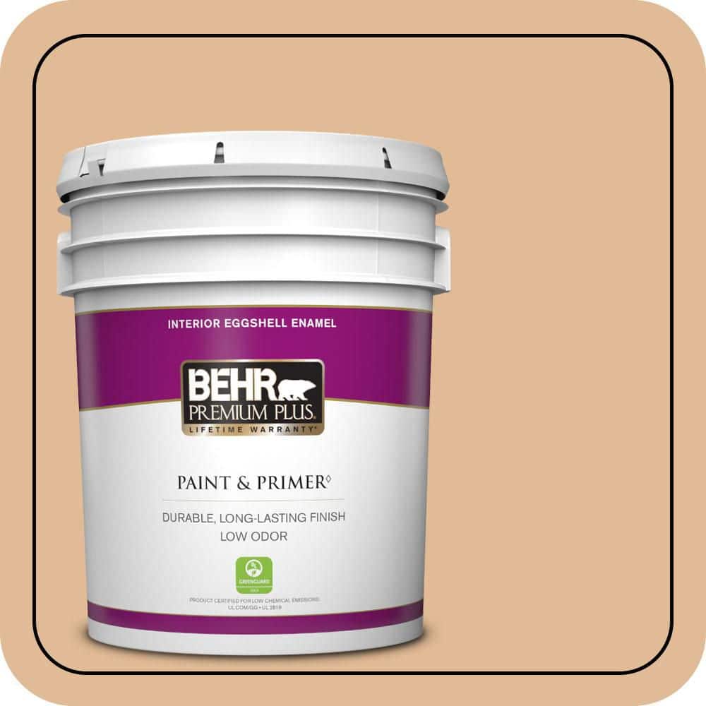BEHR PREMIUM PLUS 5 gal. #S250-3 Honey Nougat Eggshell Enamel Low Odor Interior Paint & Primer