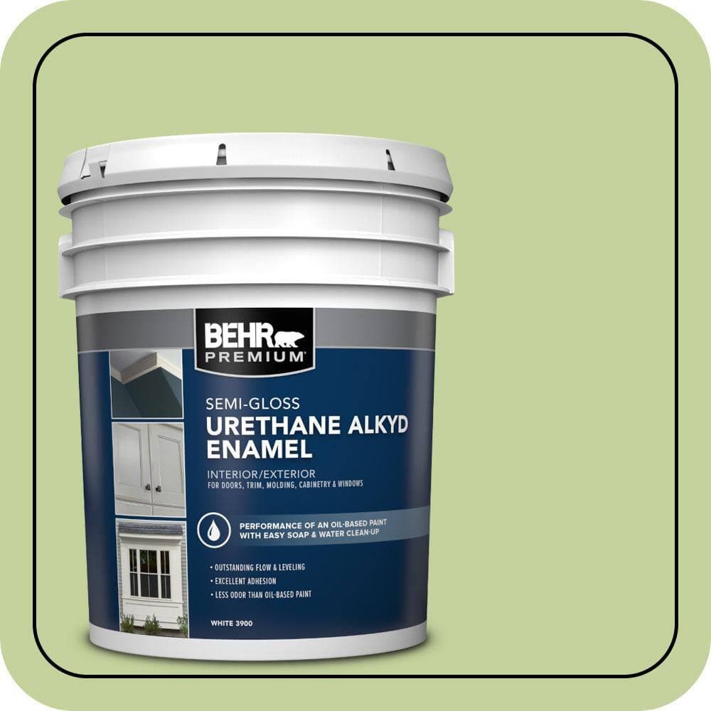 BEHR PREMIUM 5 gal. #P370-4 Cricket Field Urethane Alkyd Semi-Gloss Enamel Interior/Exterior Paint