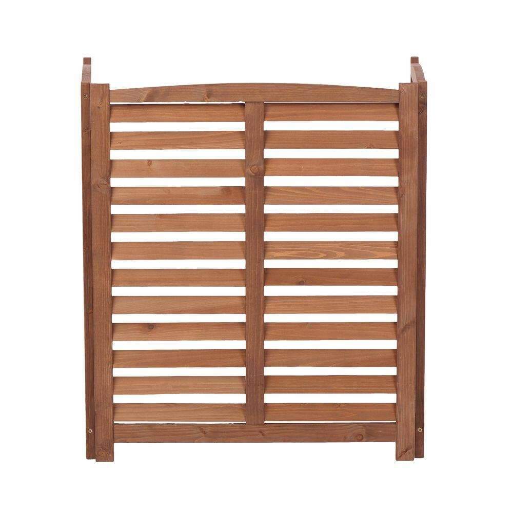 Unbranded 32 in. x 38 in. Brown Wood Privacy Fence, 3-Panel Air Conditioner Fence Screen, 3-Section Outdoor Screen (3)