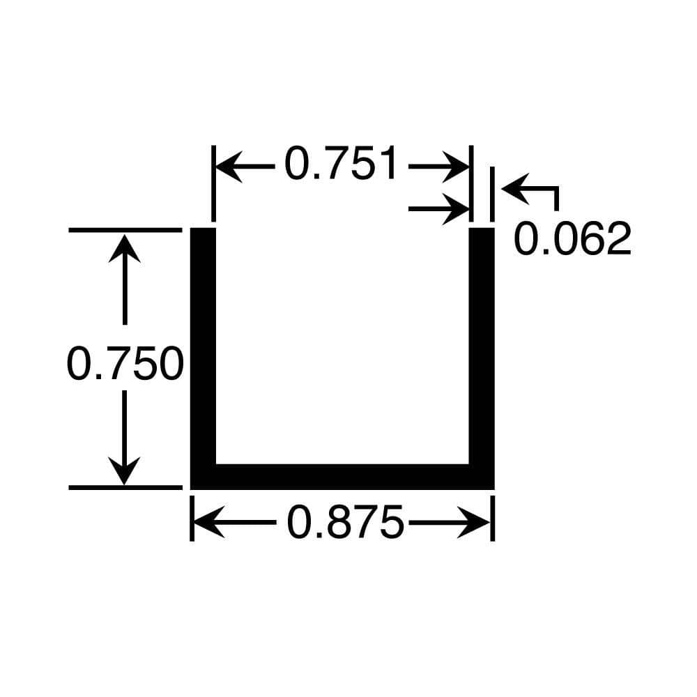 Outwater 4-PACK 0.875 in. D x 0.75 in. W x 36 in. L Finished Anodized Satin Aluminum U Channel Moulding Fits 3/4 in. Boards (2)