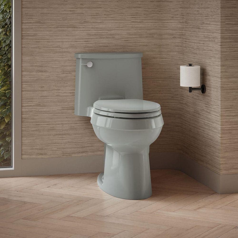 KOHLER Adair 12 in. Rough In 1-Piece 1.28 GPF Single Flush Elongated Toilet in Ice Grey Seat Included (1)