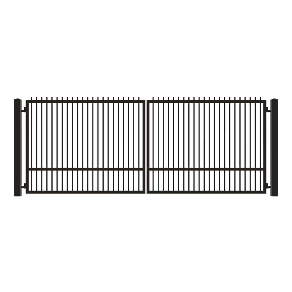 Unbranded Driveway Gate — Swing, Center, Finials, Single, Black — 196"W x 72"H (1)
