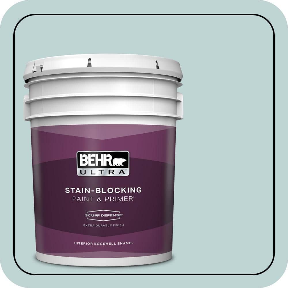BEHR ULTRA 5 gal. #500E-3 Rain Washed Extra Durable Eggshell Enamel Interior Paint & Primer (1)