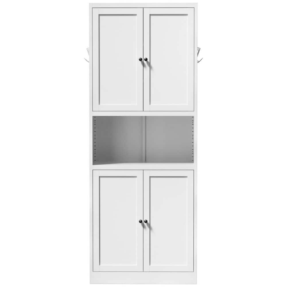 Ximuprmy 27.6 in. W x 13.8 in. D x 72.1 in. H in White Metal Freestanding Linen Cabinet with Countertop and 2-Adjustable Shelves (1)