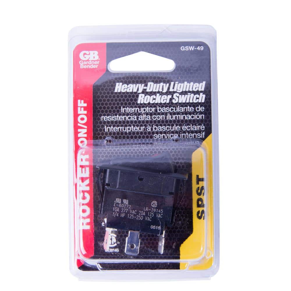 Gardner Bender 10 Amp Single-Pole Illuminated Rocker Black Switch (3)